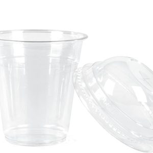كوب بلاستيك شفاف 12 اونز بالغطاء (فلات - بومبيه )