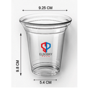 كوب بلاستيك شفاف 12 اونز مطبوع 2 لون + غطاء (فلات – بومبيه )