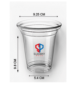 كوب بلاستيك شفاف 12 اونز مطبوع 2 لون + غطاء (فلات – بومبيه )