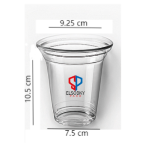 كوب بلاستيك شفاف 14 اونز مطبوع 2 لون + غطاء (فلات – بومبيه )