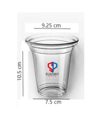 كوب بلاستيك شفاف 14 اونز مطبوع 2 لون + غطاء (فلات – بومبيه )
