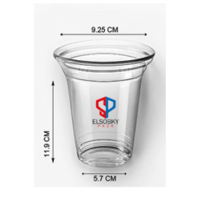 كوب بلاستيك شفاف 16 اونز مطبوع 2 لون + غطاء (فلات – بومبيه )