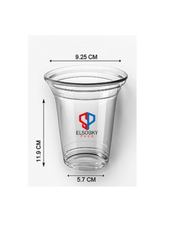 كوب بلاستيك شفاف 16 اونز مطبوع 2 لون + غطاء (فلات – بومبيه )