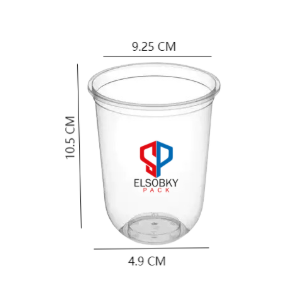 كوب 16 اونز يوشيب 2 لون +غطاء كلبس ( اسود او شفاف )