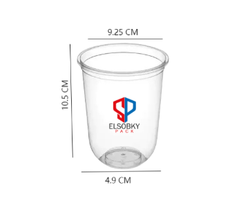كوب 16 اونز يوشيب 2 لون +غطاء كلبس ( اسود او شفاف )