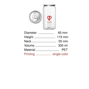 اكواب Can بلاستيك 300 مللي مطبوعه بلوجو العميل  1 لون