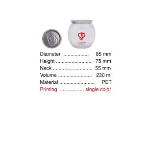 اكواب Can بلاستيك 230 مللي مطبوعه بلوجو العميل 1 لون