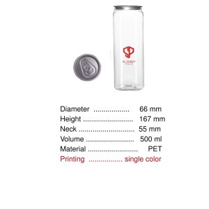 اكواب Can بلاستيك 500  مللي مطبوعه بلوجو العميل 1 لون